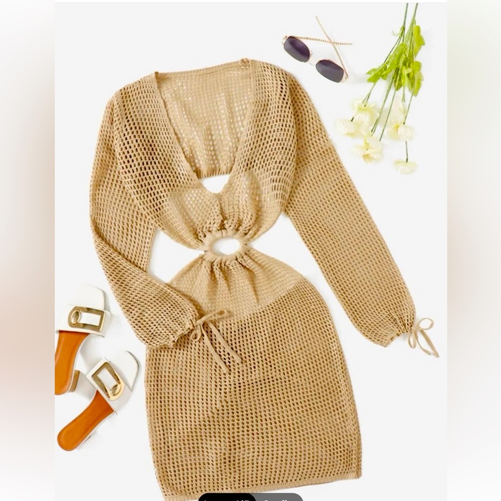 Hollow-out Knitted Cover Up